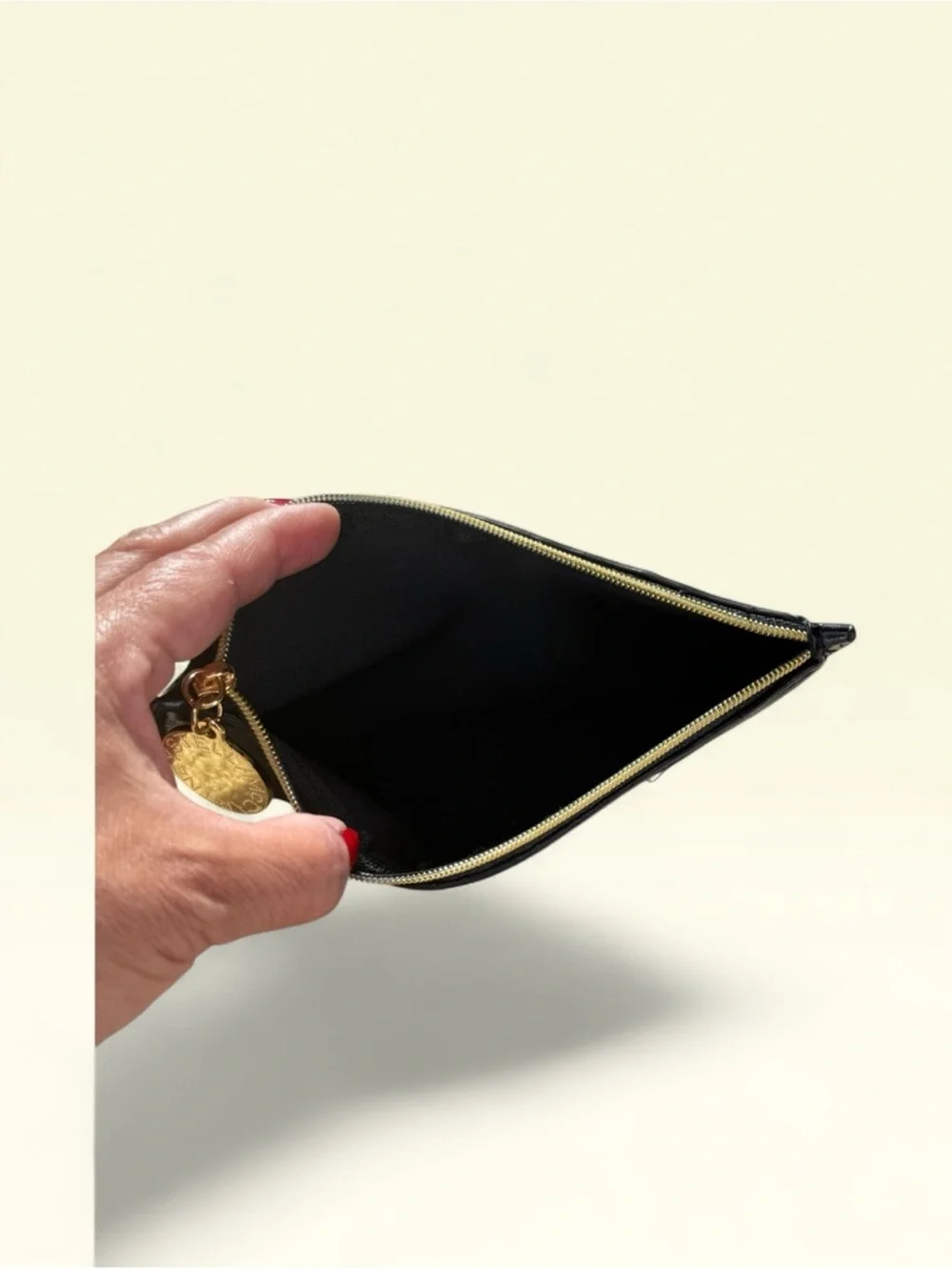 Stella McCartney Black Tablet Sleeve with Gold Zipper Charm